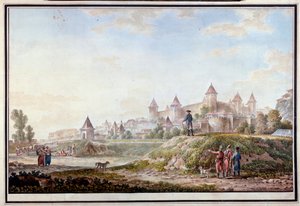 Vista da fortaleza de Tighina em Bendery na Moldávia - Aquarela sobre papel de Mikhail Matveevich Ivanov (1758-1823) de Mikhail Matveevich Ivanov