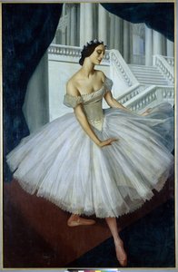 Portrait de la ballerine Anna Pavlova (1881-1931) (The Ballerina Anna Pavlova) - Peinture de Alexandre Evguenievitch Jacovieff (Alexander Yevgenyevich Yakovlev ou Iacovieff) (1887-1938), huile sur toile (190x121,5 cm)