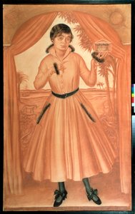 Retrato da Mulher do Artista - Obra de Alexander Yevgenyevich Yakovlev (1887-1938), giz preto e giz vermelho sobre papel, ca. 1917, arte russa do século XX, modernismo - Museu Estatal Russo, São Petersburgo