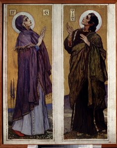 A Virgem e João Baptista. Pintura de Mikhail Vasilyevich Nesterov (1862-1942), óleo sobre tela de Mikhail Vasilievich Nesterov