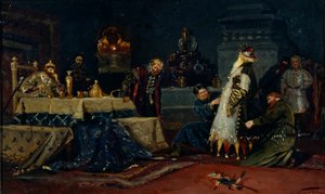 Tolo casaco. Boyar Druzhina Andreyevich Morozov antes de Ivan, o Terrível, 1885 de Mikhail Vasilievich Nesterov