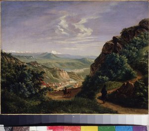Vista de Pyatigorsk, Rússia. Pintura de Mikhail Yuryevich Lermontov (1814-1841), óleo sobre tela