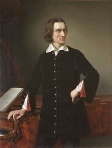 Retrato de Franz Liszt (1811-1886), compositor e pianista húngaro - Retrato de Franz Liszt - Pintura de Miklos Barabas (1810-1898) 1847 Museu Nacional Húngaro, Budapeste