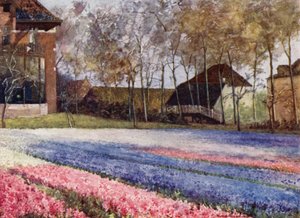 Um Jardim Holandês na Primavera (cor litho) de Mima Nixon