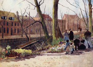 Flower-Market, Haarlem (cor litho)