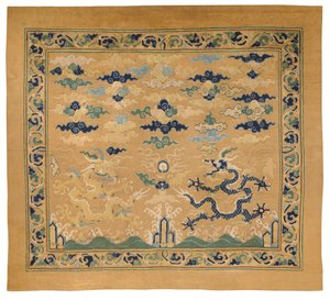 Um raro e magnífico tapete imperial do trono "Dragão de Ming Dynasty Chinese School