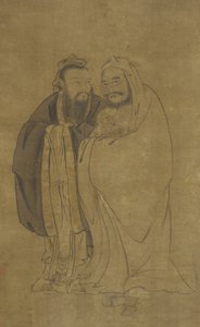 Confúcio e Buda embalando um Qilin