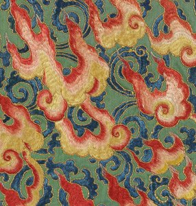 Pormenor da Thangka de seda imperial bordada de Ming Dynasty Chinese School