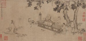Laozi Entregando o Daodejing (tinta no papel)