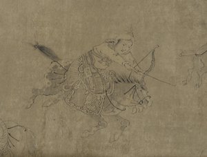 O cativeiro de Cai Wenji, do século 14 ao 15 (tinta sobre papel)