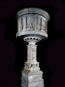 Arte Renascentista: Cadeira de Pasquino di Matteo (1425-1485), esculpida por Mino da Fiesole (1429-1484) e Antonio Rossellino (1427-1479) (púlpito em mármore branco (1469-1473) com relevos de Antonio Rossellino e Mino da Fiesole)