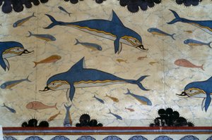 Megaron da Rainha decorado com afrescos de golfinhos, Palácio de Knossos, Creta, Grécia, civilização minóica
