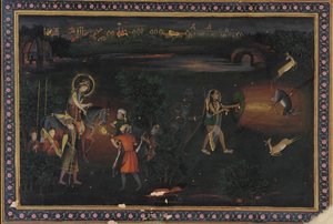Perseguição de veados à noite, século XVIII.