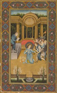 Jesus entre os doutores no Templo, c. 1760 (aguarela opaca com dourado sobre papel, bordos florais a cores sobre fundo dourado)