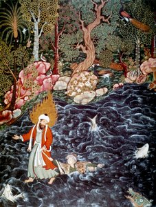 O profeta Elias resgatando o príncipe Nur ad-Dahr, 1562-1577. de Mir Sayyid Ali
