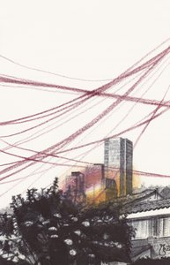Paisagem urbana com linhas vermelhas de Mirjam Schrei