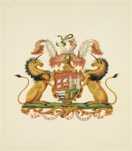 Arms of the City of Bristol, c.1830 (lápis e papel de aquarela) de Miss (attr.to) Braikenridge