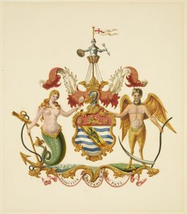 Arms of the Society of Merchant Venturers, c.1830 (lápis e aguarela sobre papel) de Miss (attr.to) Braikenridge