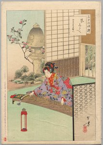 Tocar o Koyo, A Lady from Nagoya of the Kōka Era (1844-48), da série Thirty-six Elegant Selections