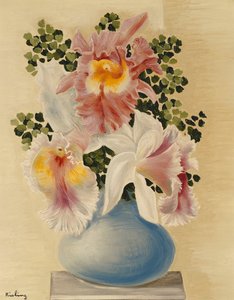 Jarra azul com orquídeas; Vase Bleu aux Orchidees de Moise Kisling