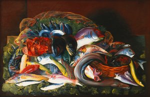 Grande Natureza Morta com Peixes; Grande Nature Morte aux Poissons de Moise Kisling