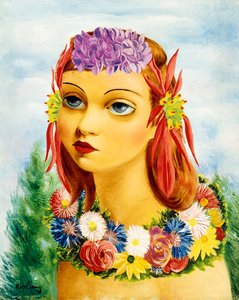 Mulher com flores de Moise Kisling