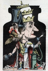 Allegorie du Concordat (sinal entre Pio VII e Bonaparte) de 1801 representado por Moloch como um dispositivo de compressão com Napoleão III e o Papa
