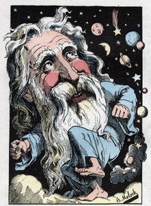 Alegoria de Deus em "O Trombinoscópio" de Touchatout, cartoon de B. Moloch de 1882 (1849-1909). Coleção particular.