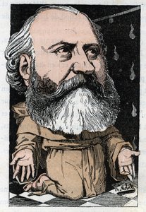 Retrato de Charles Gounod (1818-1893), compositor francês em "Le Trombinoscope" de Touchatout, caricatura de B. Moloch de 1882 (1849-1909). Coleção particular. de Moloch