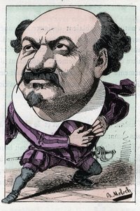 Retrato de François Pierre VILLARET (1830-1896) tenor da ópera entre 1863 e 1882 em "Le Trombinoscope" de Touchatout, caricatura de B. Moloch de 1882 (1849-1909). Coleção privada. de Moloch