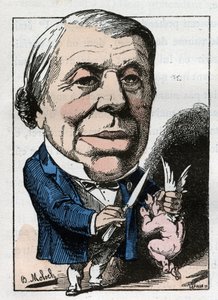 retrato de Philippe Ricord (1800-1889), cirurgião francês em "Le Trombinoscope" de Touchatout, cartoon de B. Moloch de 1882 (1849-1909). Coleção particular. de Moloch