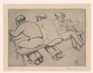 Três homens em um sofá de Mommie Schwarz (signed by artist)
