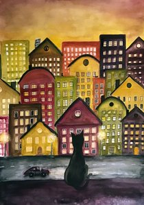 Gato da Cidade Noturna de Monica Lindblom