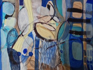 Fluxo Abstrato Azul Amarelo