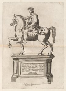 Estátua equestre de Marco Aurélio de Monogrammist CB after Nicolaus Beatrizet