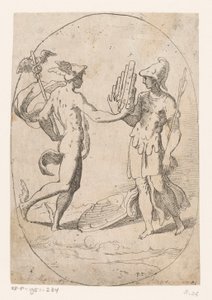 Mercúrio e Bellona de Monogrammist FP (Italië; 16e eeuw)