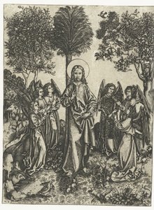 Cristo no deserto com anjos de Monogrammist IE