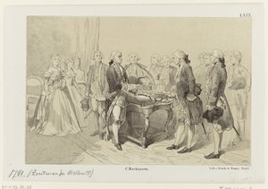William V homenageia os heróis da batalha naval no Banco Dogger, 1781 de Monogrammist IHM