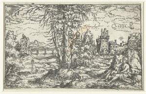 Paisagem com mulher e criança de Monogrammist PS (Duitsland)