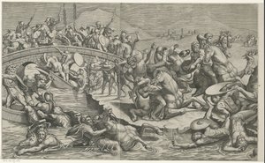 Batalha da Ponte Milvian (partes esquerdas) de Monogrammist SK (prentmaker)