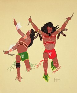 Kiowa Warriors (impressão pochoir) de Monroe Tsatoke