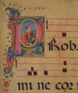 Ms 543 f.113r Historiated P inicial com St. Lawrence, de um saltério, c.1515