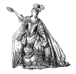 Traje do teatro francês, 1885.