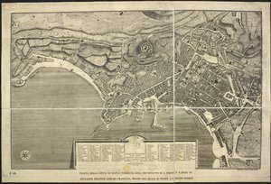 Mapa de Nápoles, Mapa da cidade de Nápoles ... M.L. Jolivet ... belin. [sic] et sclp. 1755 (gravura) de Morise Lewes Jolivet