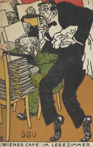 Café vienense: na sala de leitura Wiener Café: Im Lesezimmer, 1911. de Moritz Jung