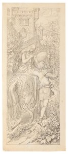 Uma cena do conto de fadas Os sete corvos e sua irmã fiel, 1830-1831. de Moritz Ludwig von Schwind