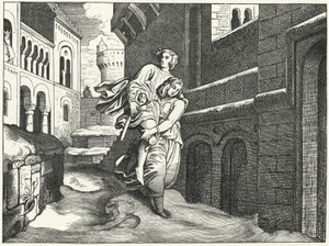 Einhard e Emma (gravura) de Moritz Ludwig von Schwind
