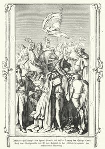 Santa Isabel da Hungria despedindo-se de seu marido, Luís IV, Landgrave da Turíngia, ao partir para a Sexta Cruzada de Moritz Ludwig von Schwind