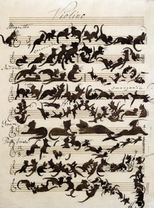 A Sinfonia do Gato (Die Katzensymphony) desenho de Moritz von Schwind de 1868. Staatliche kunsthalle karlsruhe.