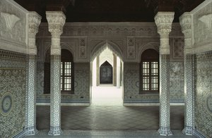 Vista interior do Kasbah de Thamiel glaoui de Moroccan School